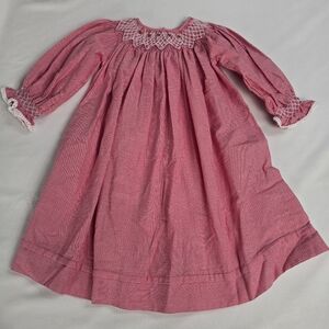 Will'beth 24M Smocked Bishop Dress Red Gingham Rosebud Heirloom Easter